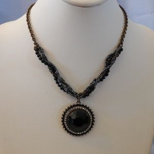 Avon Faceted Jet Pendant Necklace